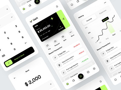 Uwit - Finance Mobile App app bank bank card banking card clean credit card design ewallet finance financial fintech mobile transfer ui ui design uiux wallet