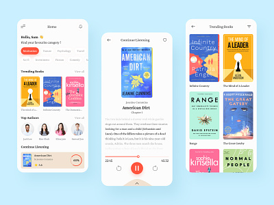 Audio Book App app app design app ui audio book clean colors design ebook ebook app mobile mobile app mobile design online book online bookstore online library popular design ui ui design ui ux