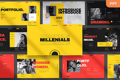 Free Millenials Presentation Template clean colorful company corporate google slides keynote modern multipurpose multipurpose template photography pitch deck portfolio powerpoint presentation studio template web design web development website