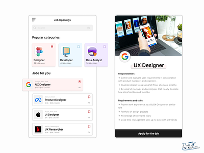 Job Listing - DailyUI_050 dailylearning dailyui design mobileappdesign ui uichallenge uidesign uidesigner ux