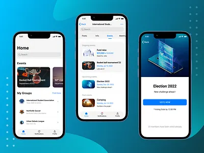Online Voting App - UI UX amazing android app association beautiful clean election events ios mobile app modern online voting organization student trendy ui user experience design user friendly user interface design voting