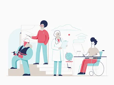 At work flat health illustration lineart minimalistic professions vector work