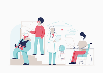 At work flat health illustration lineart minimalistic professions vector work
