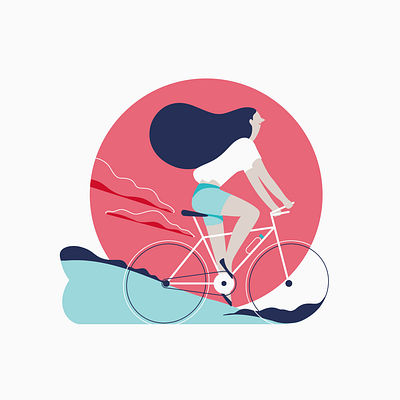 In motion bicycle bike flat illustration lineart minimalistic motion vector