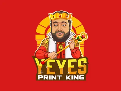 Yeyes Print King Logo branding cartoon character design logo mascot vector