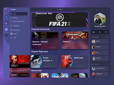 Steam Redesign app design development figma graphic design latest design mobile mobile design popular reac recreation redesign steam steam redesign top trending ui ux web website