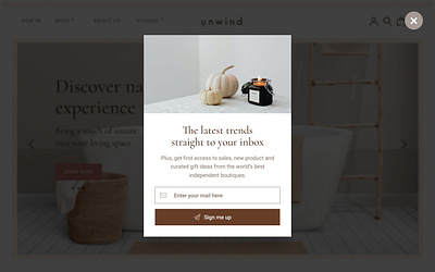 Pop up with email subscribition branding e commerce email home marketing pop up popup ui design web design website
