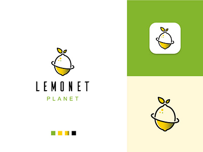 LEMONET PLANET LOGO brand identity design branding business logo company logo design flat logo graphic design illustration lemon lemon logo lemon logo design logo logo design logotype minimalist logo