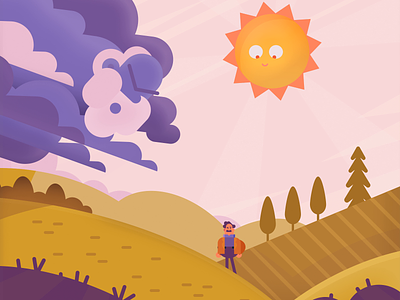 The Sun and the Wind aesops animation color digital fables gentle illustration motiongraphics smart story sun vector weather wind