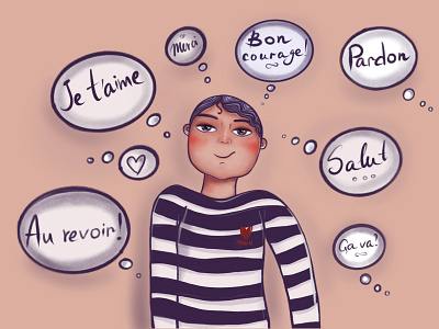 Bon courage design french phases illustration lettering procreate