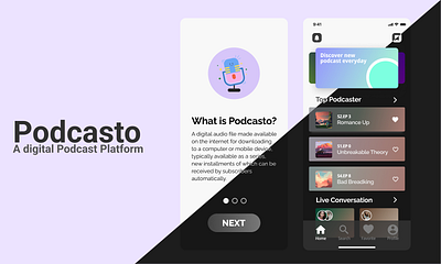 Podcasto app design graphic design mobile ui ux