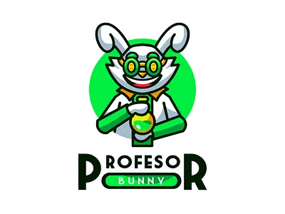 profesor bunny mascot logo brand branding bunny cartoon character cute design esport experiment kawaii kids mascot mascot logo profesor rabbit sport vector