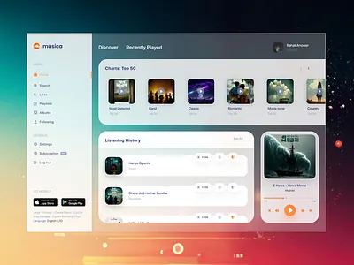 Music streaming web app design. animation app branding design graphic design illustration logo typography ui ux vector