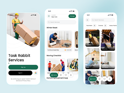 TaskRabbit - Hire Service App angi app cleaning furniture assembly handyman help moving home repairs home services lifting markteplace mobile mobile app mounting painting taskrabbit thumbtack urban company urbanclap ux yard work