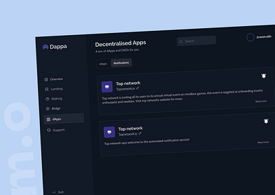 Dappa; Opt-in for dApp notifications. branding crypto dashboard defi design icon illustration logo minimal product typography ui ux vector