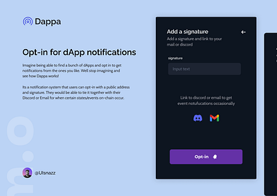 Dappa; Signature and social tag modal branding crypto dashboard decentralized defi design icon illustration logo minimal typography ui ux vector web3