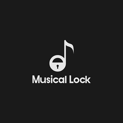 Musical Lock Logo concept brand designer branding design illustrator lock logo logo design minimalist music typography vector wordmark