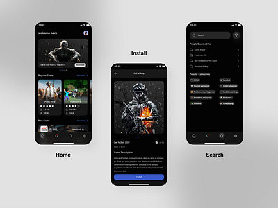 Game App app app store banner catgory concept design figma filter game google play home illustration install prototype search ui ux