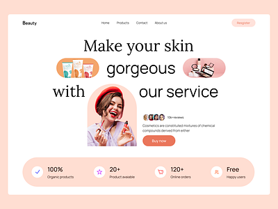 Beauty treatment landing page beauty cosmetics header homepage landing page treatment ui design web design website