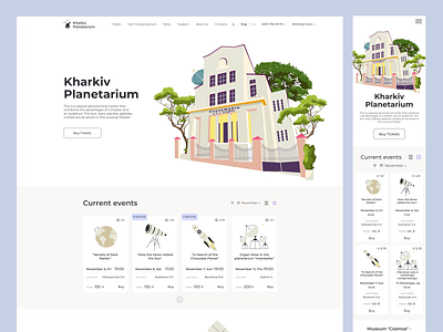 Planetarium Landing page branding design flat illustration landing minimal planetarium ui ux vector web