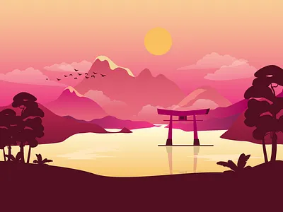 Japanese landscape illustration adobe illustrator illustration japan landscape vector
