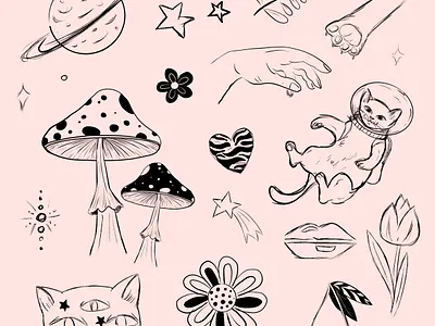 Tattoo Flash Design # 1 cat design digital illustration graphic design illustration