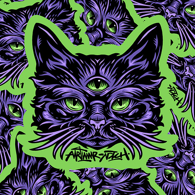 Cat sticker branding characterdesign design graphics illustration logo vector