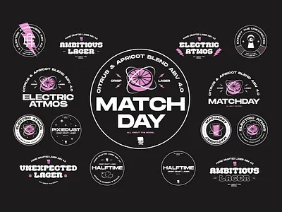 Matchday Lager Logo Concepts brand branding clean design drink label label design lager lemon logo logo label pink type typography