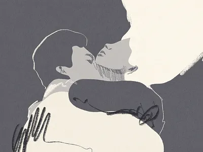 Kiss 2d black illustration procreate