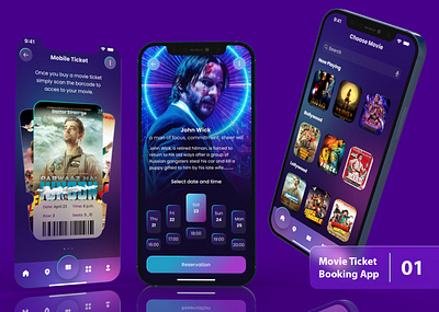 Movie Ticket Booking App 1/3 3d figma ui ui design ux ux design