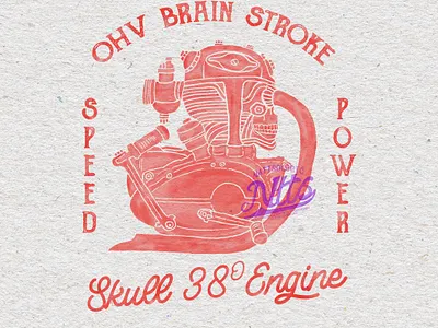 Skull 38 Degrees Engine branding design graphic design handmade illustration logo retro