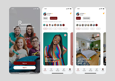 Roommate finder mobile app branding design figma graphic design product design roommate finder ui ux