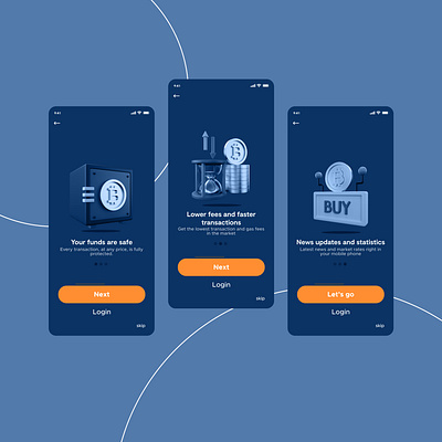 Onboarding screen of crypto app branding coin crypto design graphic design onobarding screen ui ux wallet web 3