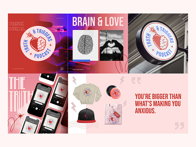 Truth & Triggers Podcast brain brand brand identity branding colors heart illustration interface logo logo design logos logotype minimal podcast podcast brand radio stream ui visual identity website