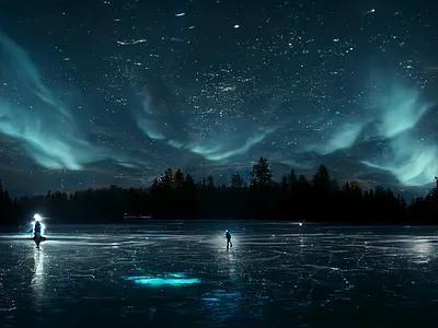 Blue Northern Lights graphic design