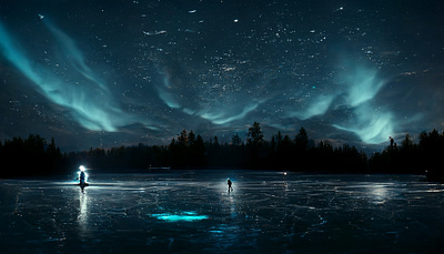 Blue Northern Lights graphic design