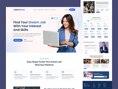 Job Portal Landing Page design | Job Finder Website UI design branding dailyui design figma graphic design interface job finder job portal jobs landing page ui ui design uidesign uiux uiux designer ux research uxdesign web web design website
