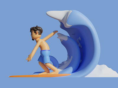 Riding the Waves 3d 3d assets 3d blender 3d character 3d cute 3d icon 3d render 3d surfboarding 3d surfing 3d waves blender character illustration man surf surfboard surfboarding surfing surfing on the waves waves