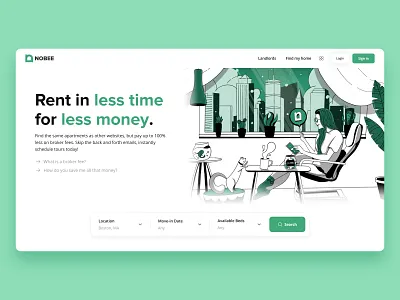 Renting Apartment Website booking branding design graphic design homepage illustration renting ui ux web website