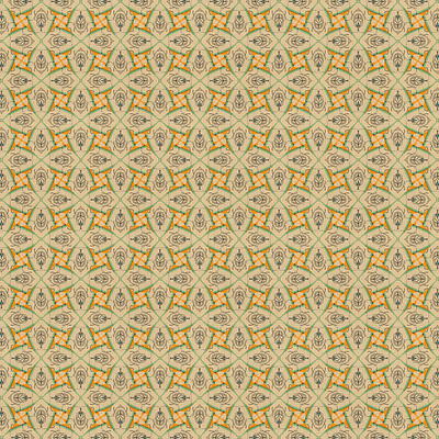Green, Orange and Beige Repeating Pattern
