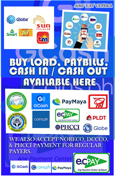 Bills Payment Lay Out for Tarpaulin used in our 2 Stores branding design graphic design logo