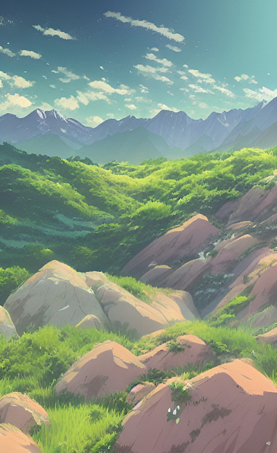 Mountain View Anime Style - 1 2d ai aiart aiartist aiartwork aipainting anime animestyle background design illustration landscape mountain nature view