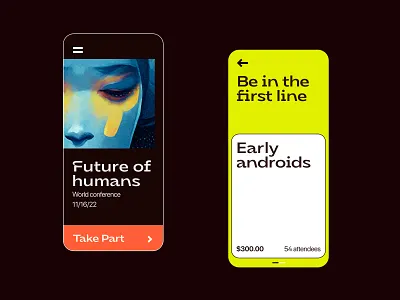 Digital Conference Mobile ai androids brutalism cards clean conference contemporary digital fonts minimalistic mobile mobile web robots slider ui ux web website mobile