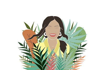 LAUGHING GIRL with plant autumn autumn design design fall girls design graphic design illustration illustrations invitation multicolored design multicolored illustrations plant plant design plant illustrations smile design spring design woman design