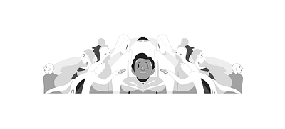 Social Anxiety Disorder flat grayscale illustration lineart mental health minimalistic social anxiety disorder stress vector