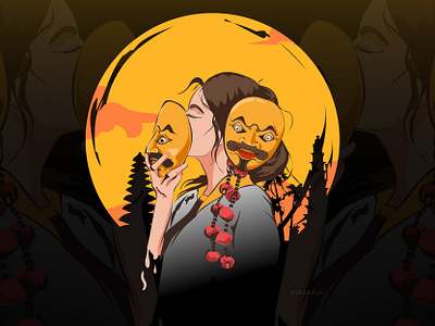 Tumenggung Mask girl illustration girl with mask illustration mask mask illustration tumenggung mask