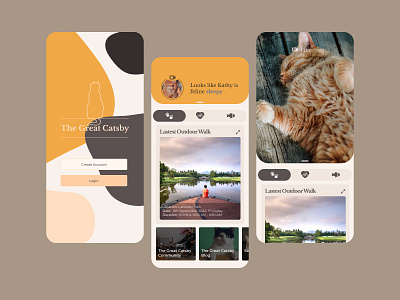 The Great Catsby app cats design figma illustration mobile pets ui ux