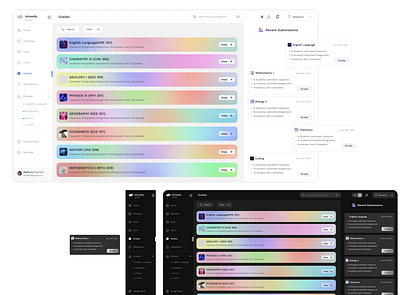 School Desktop APP - Grade Page design desktopapp gradient productdesign school students teachers ui ux webdesign