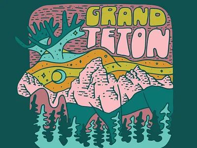 Grand Teton National Park Sticker adventure apparel apparel design illustration mountains outdoor retro