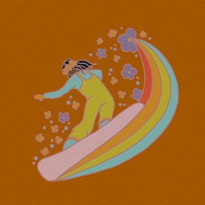Snowboarder Chica 70s adventure apparel apparel design groovy illustration mountains outdoor retro skiing snow snowboarding